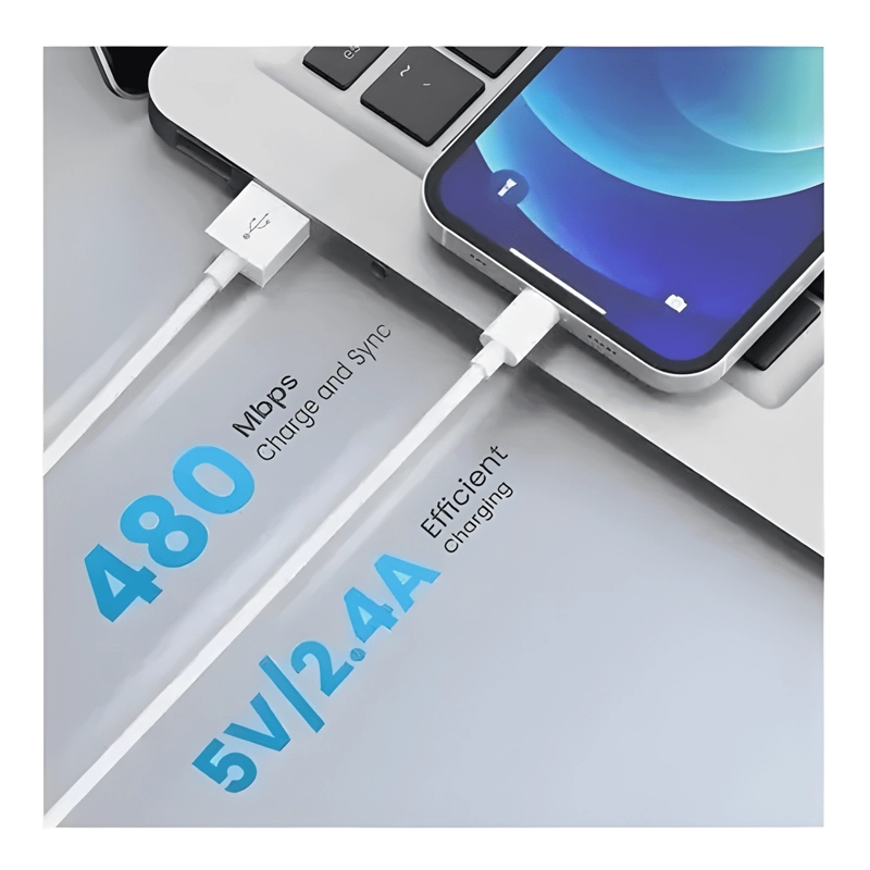 CABLE TIPO USB-C A LIGHTNING CARGA RAPIDA MOVIL 2M BLANCO - 3