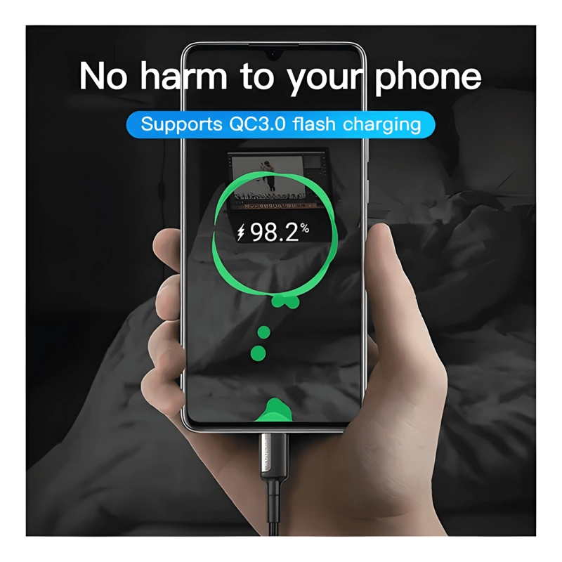 CABLE TIPO C A USB-C CARGA RAPIDA 65W LARGO 2 METROS . NEGRO - 2