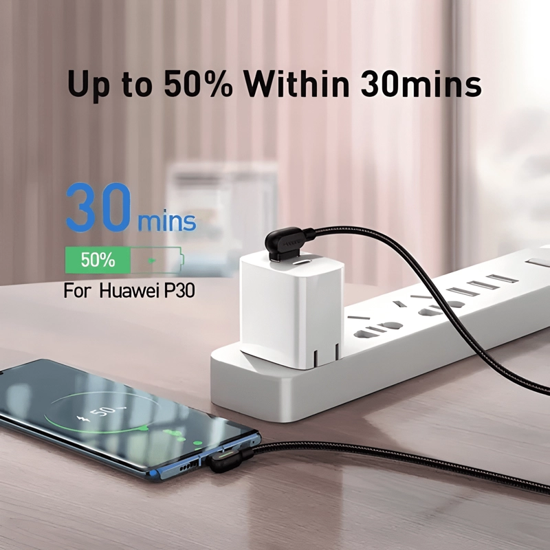 CABLE USB TIPO C 3.0 CARGA RAPIDA 3MT 90° L LUZ LED 3A - 2