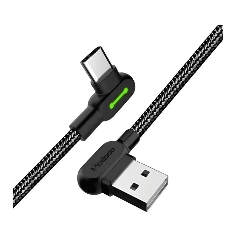 CABLE USB TIPO C 3.0 CARGA RAPIDA 3MT 90° L LUZ LED 3A - 3
