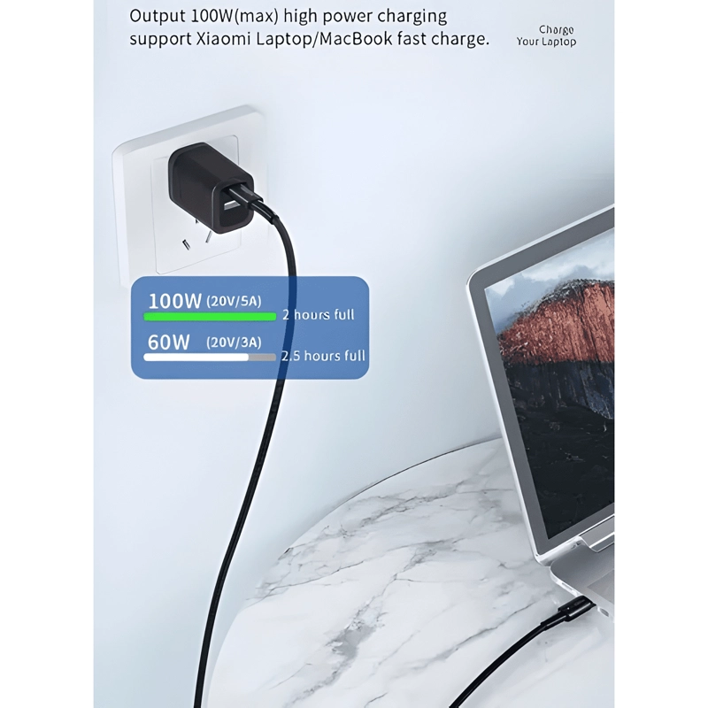 CABLE 2 METROS 100W CARGA RAPIDA USB-C PARA MACBOOK IPAD - 3