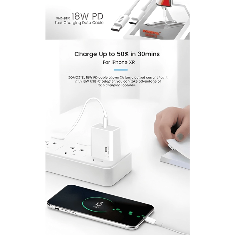 CABLE USB TIPO C A TIPO C - DE CARGA RAPIDA - 1.2MTS BLANCO - 3