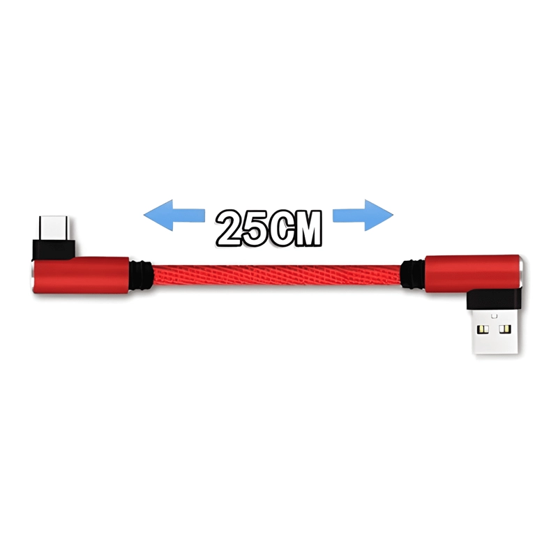 CABLE CORTO USB A TIPO-C 90º L 25CM CARGA RAPIDA Y DATOS QC - 2
