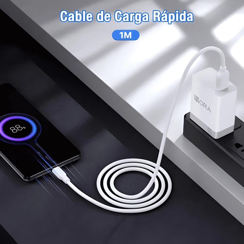 CABLE CARGADOR TIPO C 1M 2.1A CARGA RAPIDA CABLE - 4