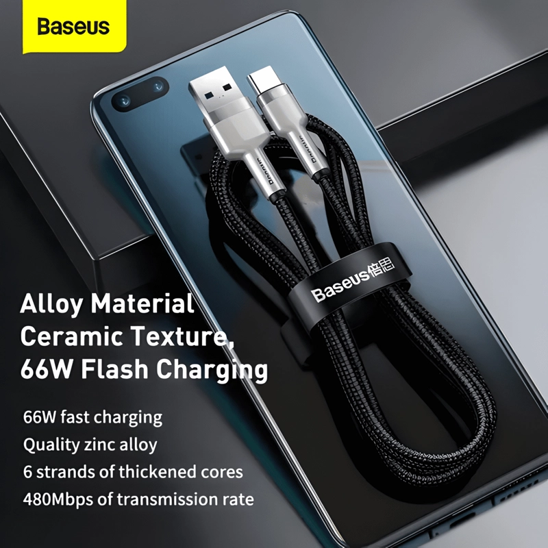 CABLE USB P/TIPO-C TURBO METAL DE 66 W Y 6 NEGRO - 4