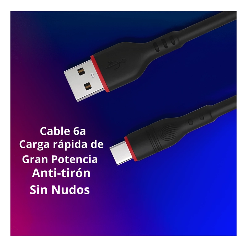 CABLE USB TIPO C 6A 1M CARGA RAPIDA Y TRANSFERENCIA #2 - 2