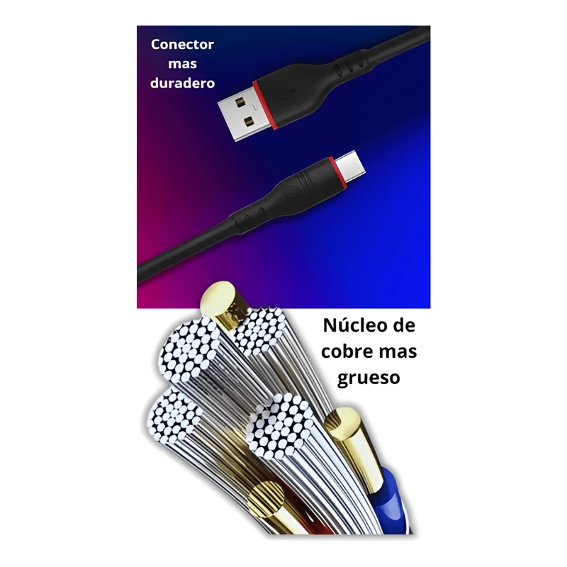 CABLE USB TIPO C 6A 1M CARGA RAPIDA Y TRANSFERENCIA #2 - 3