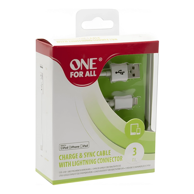 CABLE LIGHTNING USB 3M ONE FOR ALL COMPATIBLE IPHONE BLANCO - 2