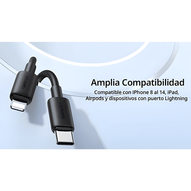 GENÉRICO CABLE PARA LIGHTNING 30W PARA IPHONE 8 A 14 LARGO 1 BLANCO
