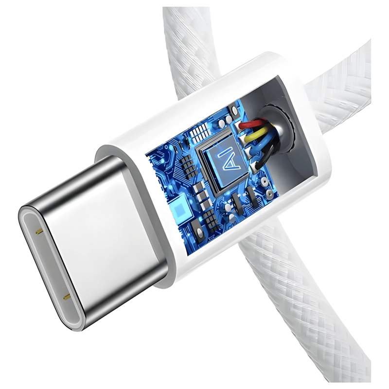 CABLE TIPO-C A TIPO-C, 2M, 60W, TRENZADO BLANCO - 2