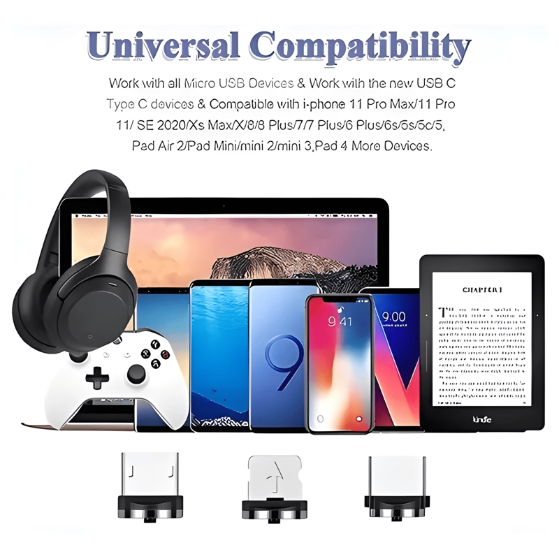 CABLE CARGADOR MAGNE TICO USB 3 EN 1 TIPO-C MICRO USB ROJO - 4