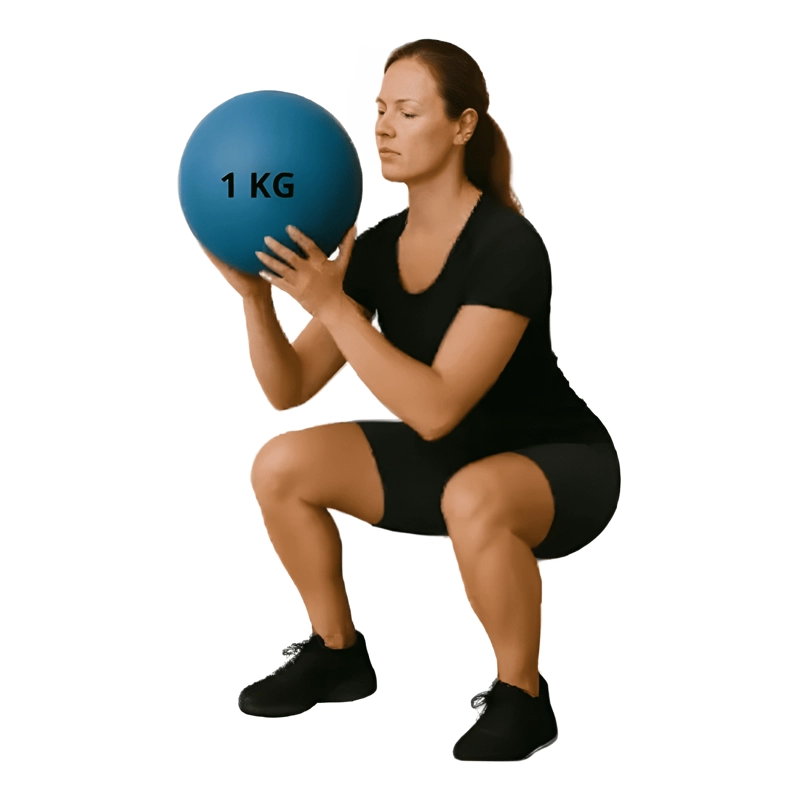 BALON MEDICINAL 1KG SILICONA 12CM EJERCICIO Y PILATES AZUL - 2