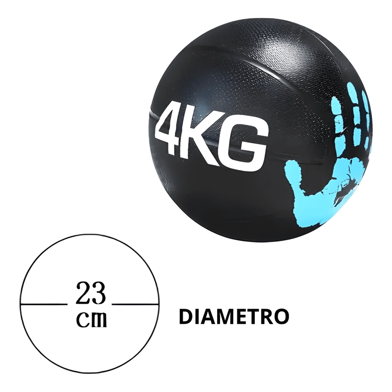 BALON MEDICINAL 4KG CON REBOTE PARA ENTRENAMIENTO NEGRO - 2