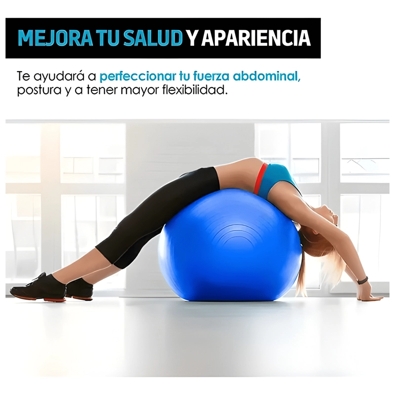 PELOTA YOGA 55CM ANTIEXPLOSION PVC CUPERSTORECL AZUL - 3