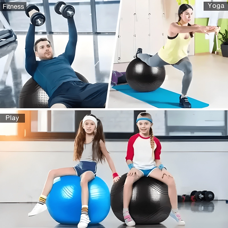 PELOTA BALON 75 CM PILATES YOGA CON INFLADOR PELOTAS GRIS - 4