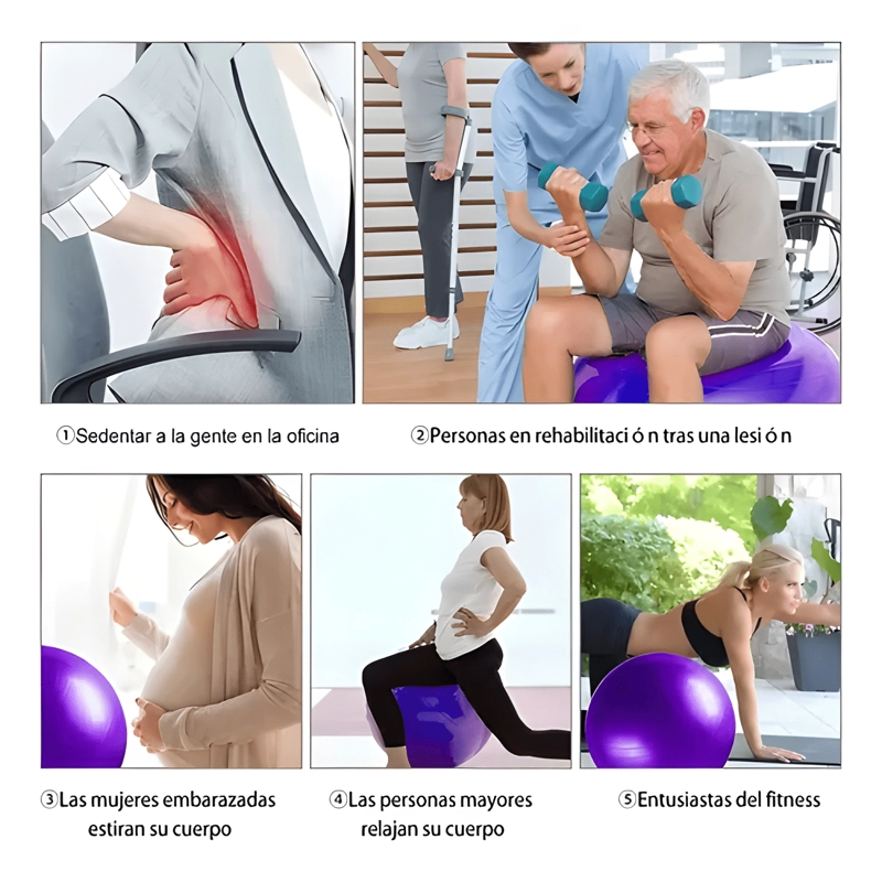 PELOTA FITNESS DE EJERCICIO PARA YOGA PILATES CON BOMBA 55CM - 2