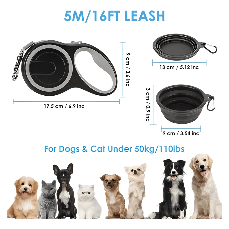 CORREA RETRACTIL PARA PERRO 5M HASTA 50KG CON PLATO #4 - 4
