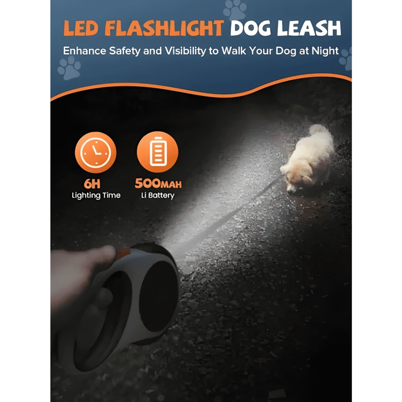CORREA DE LED CABLE RETRACTIL PARA PERRO 5M HASTA 70KG - 2