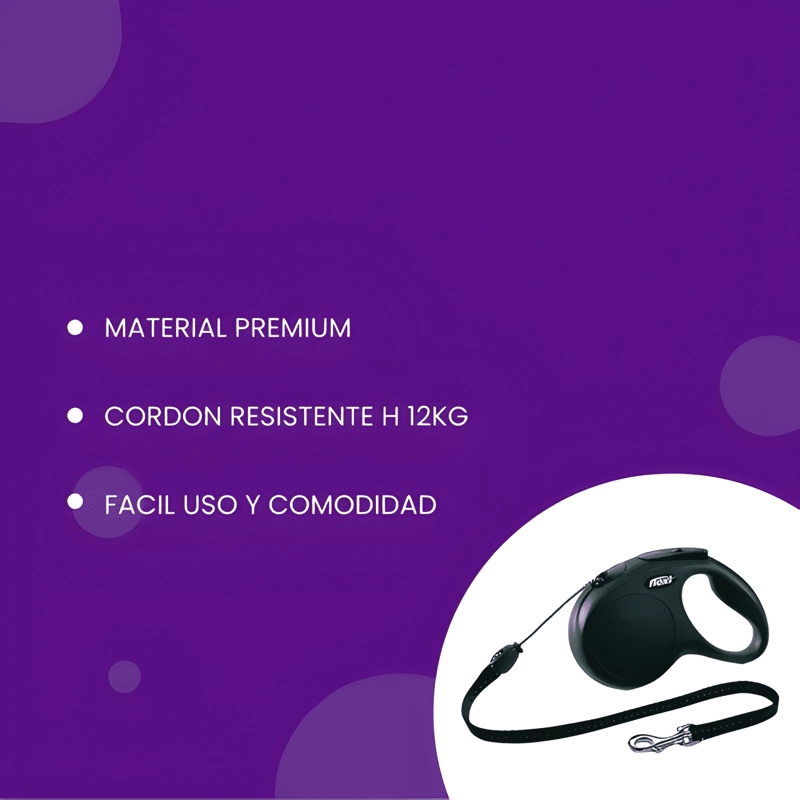FLEXI CLASSIC S DESIGN PARA MASCOTAS 5M HASTA 12KG NEGRO - 3