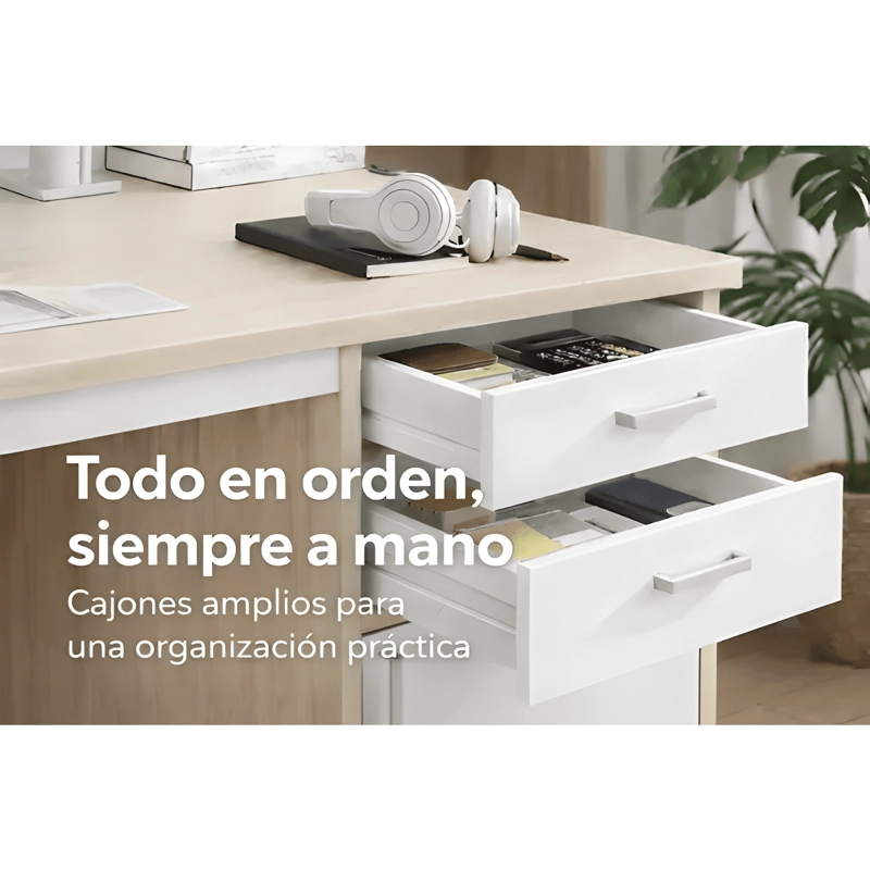 ESCRITORIO MODERNO CON CAJONERAS 120X60X72CM PARA OFICINA - 3