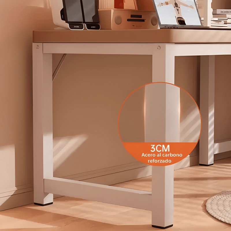 ESCRITORIO EN L OFICINA MADERA Y FIERRO MODERNO 140X100X75 - 4