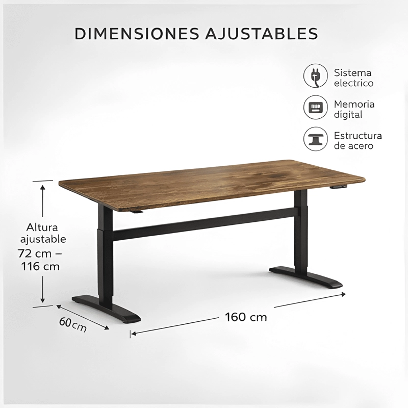 ESCRITORIO ALTURA AJUSTABLE ELE CTRICO 160X60CM PROFESIONAL - 2