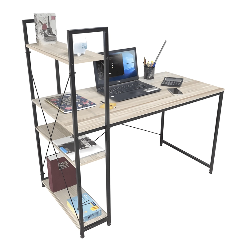 ESCRITORIO ESTILO INDUSTRIAL RELAN ESTANTERIA LATERAL BEIGE - 2