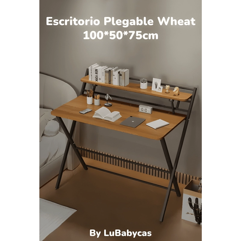 ESCRITORIO PLEGABLE 100X50X93CM CON REPISA - 1