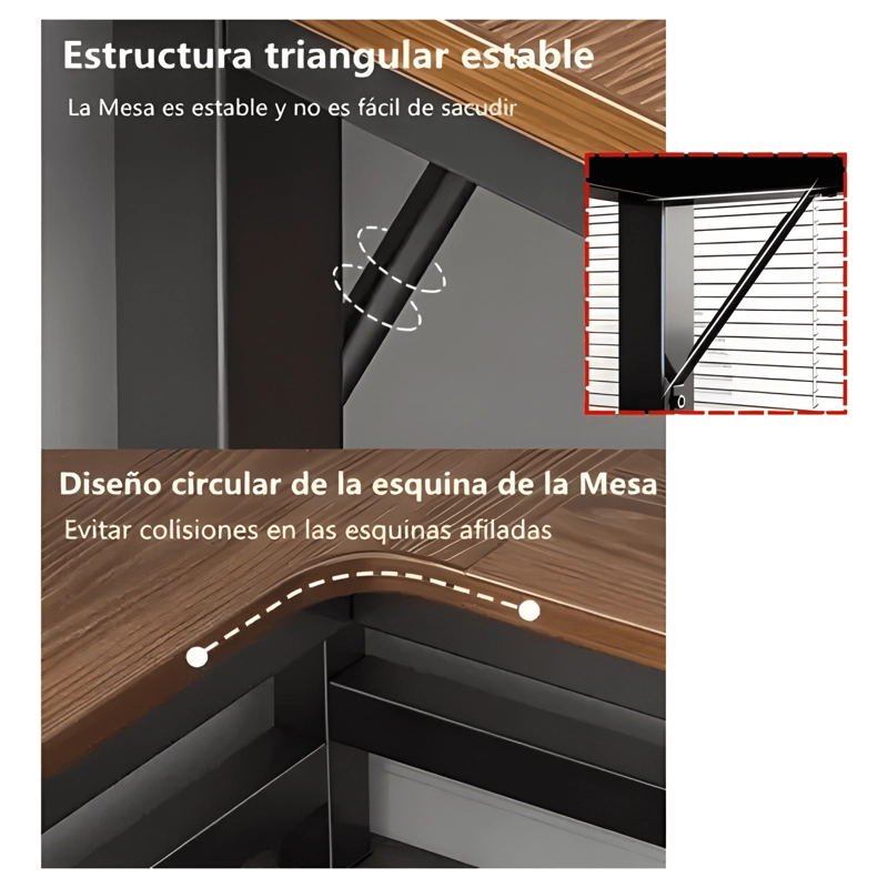 ESCRITORIO EN L OFICINA MADERA Y FIERRO MODERNO #5 - 3