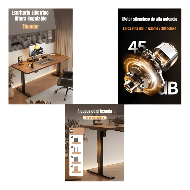 ESCRITORIO ELE CTRICO REGULABLE ACCESORIOS 120CM LUBABYCAS - 1