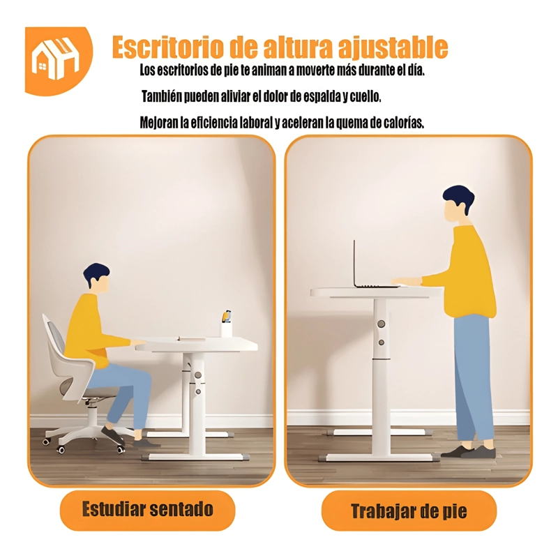 ESCRITORIO 120CM ALTURA AJUSTABLE MANUAL ERGONOMICO TRABAJO - 2