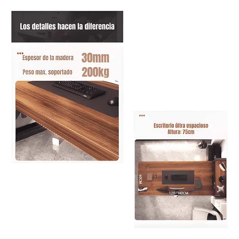 ESCRITORIO MESA COMEDOR GAMER 140*60*75CM LUBABYCAS - 2