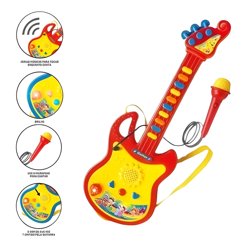 GUITARRA MUSICAL MICROFONO KARAOKE JUGUETE NIÑOS - 1