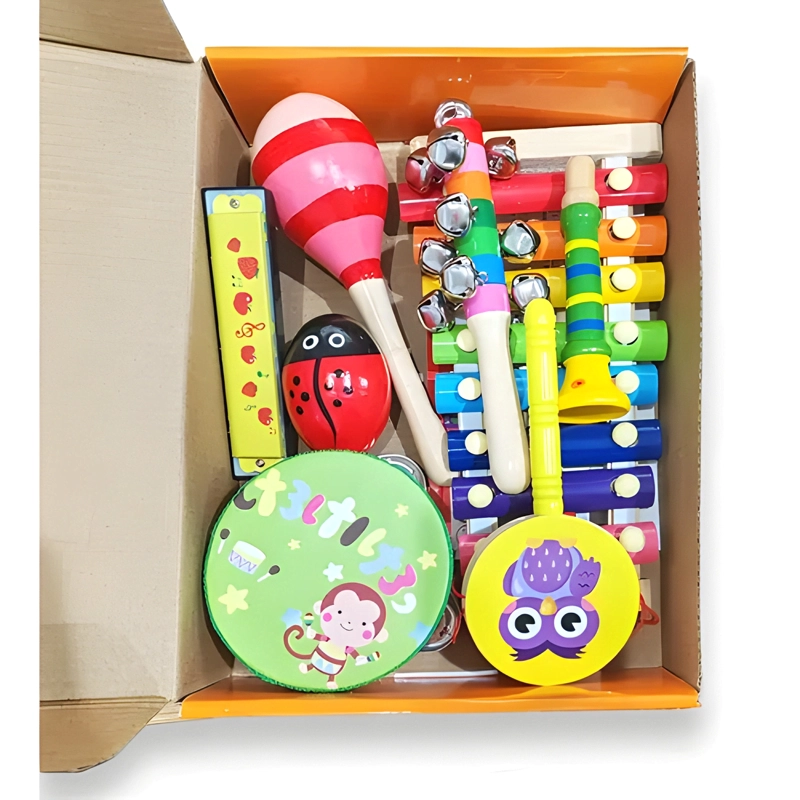 SET 8 INSTRUMENTO MUSICALES MONTESSORI MADERA PARA NIÑOS - 1