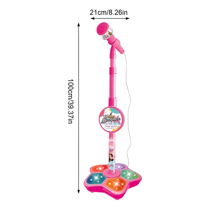 INFANTIL KARAOKE MICROFONO JUGUETE DE NIÑOS CON BASE ROSA - 1