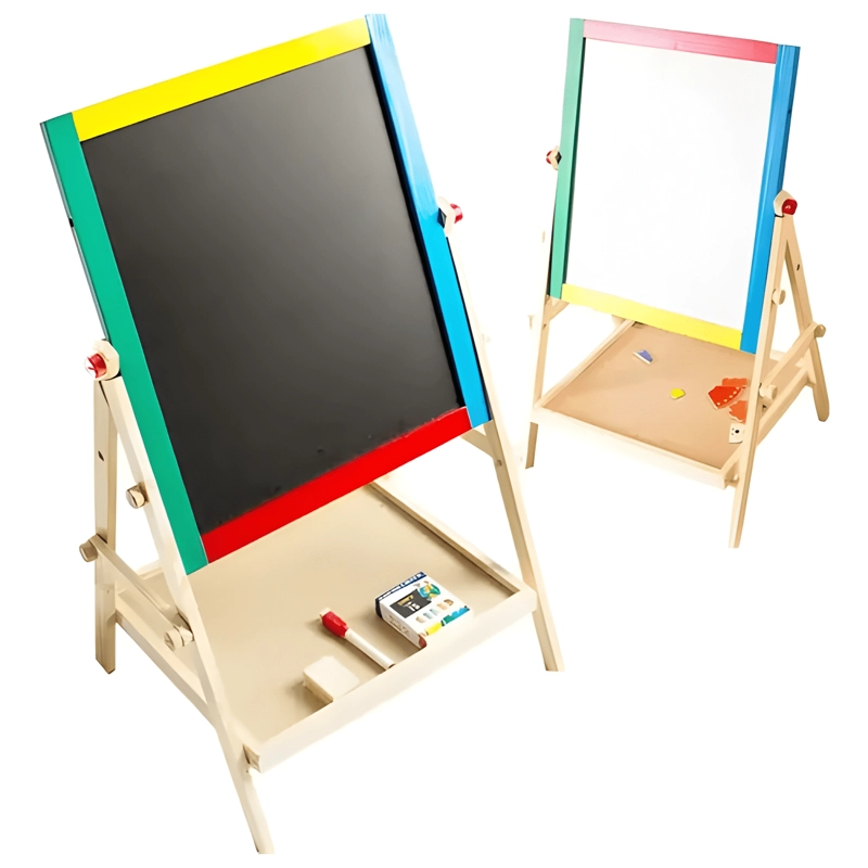 PIZARRA INFANTIL 2 EN 1 MAGNE TICA ATRIL DE MADERA TIZA PLUMN - 1