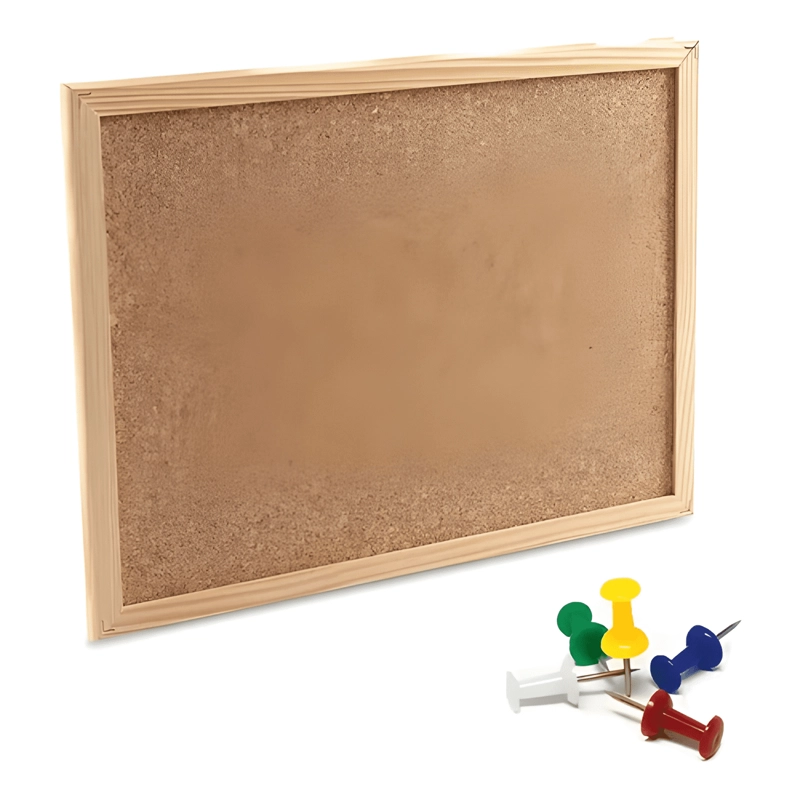 PIZARRA CORCHO 50 X 70 BORDE MADERA RESISTENTE + FIJADORES - 1