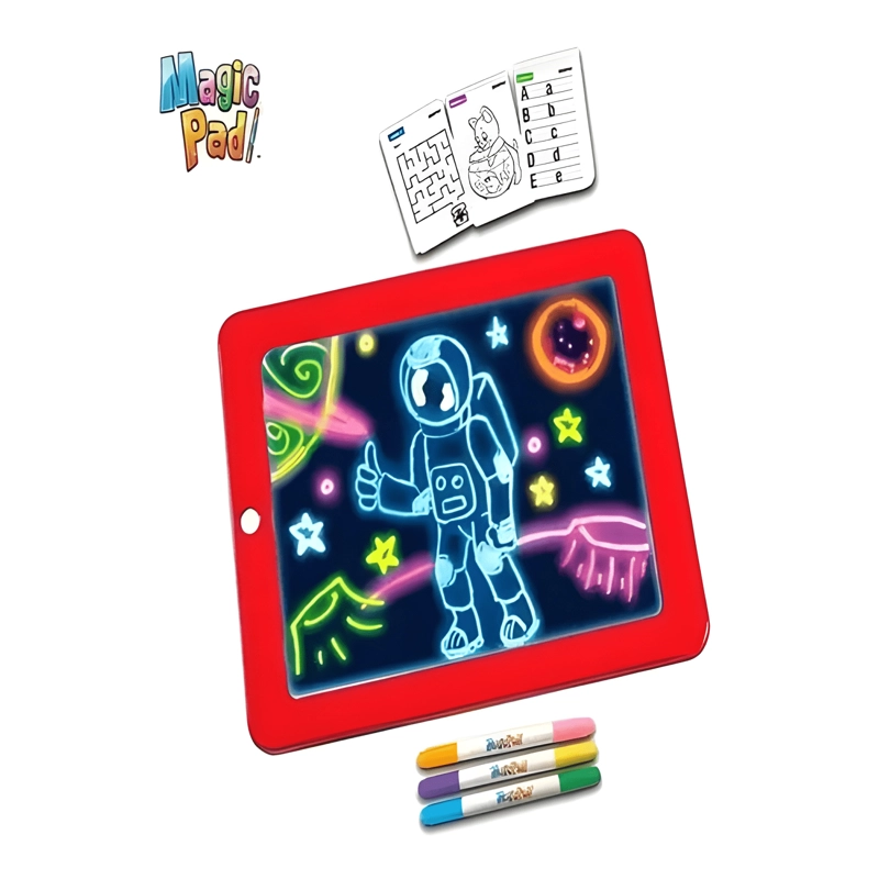PIZARRA DE DIBUJO MAGICO LUZ LED CON PLUMONES PARA NIÑOS - 1