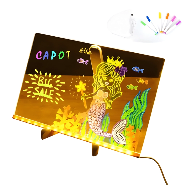 TABLERO PINTADO LED ACRILICO 20X30CM +7 COLORES BOLIGRAFO - 1