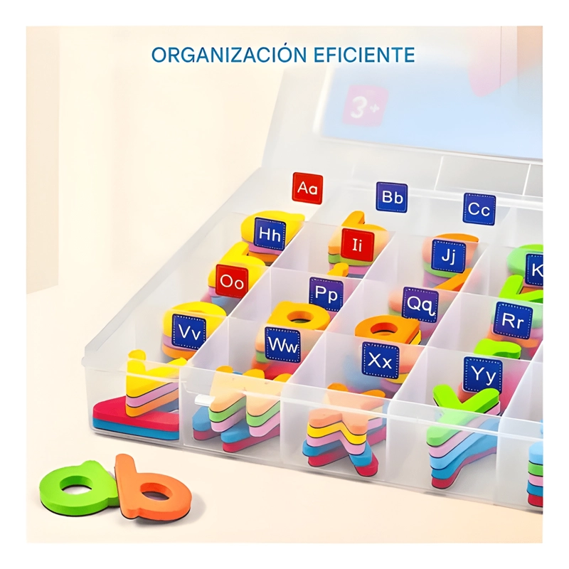 KIT LETRAS COLORIDAS MAGNETICAS, 104PCS PIZARRA DOBLE CARA - 1