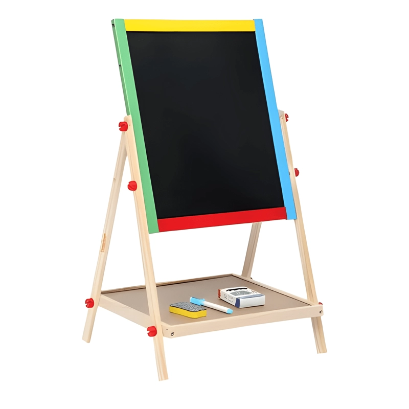 PIZARRA ATRIL PARA NIÑOS 2 EN 1 DOBLE MADERA + TIZA Y PLUMON - 2