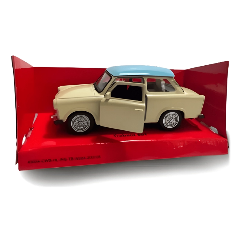 AUTO TRABANT 601 ESCALA 1:34 TECHO CELESTE BEIGE - 1