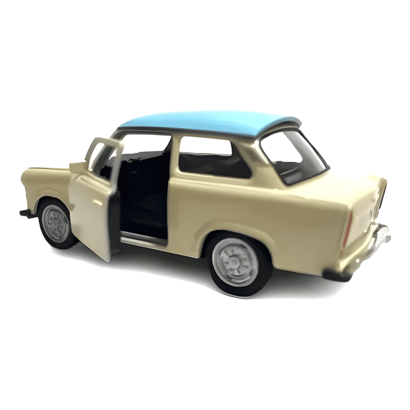 AUTO TRABANT 601 ESCALA 1:34 TECHO CELESTE BEIGE - 2