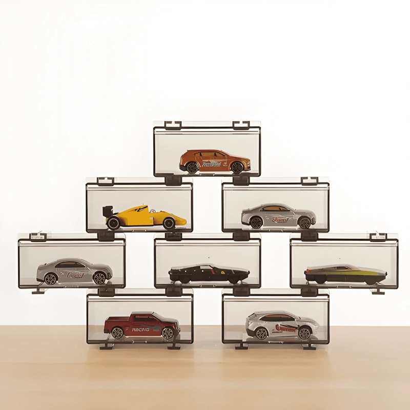 10 CAJAS ACRILICAS PARA AUTOS EN MINIATURA 1:64 - 1