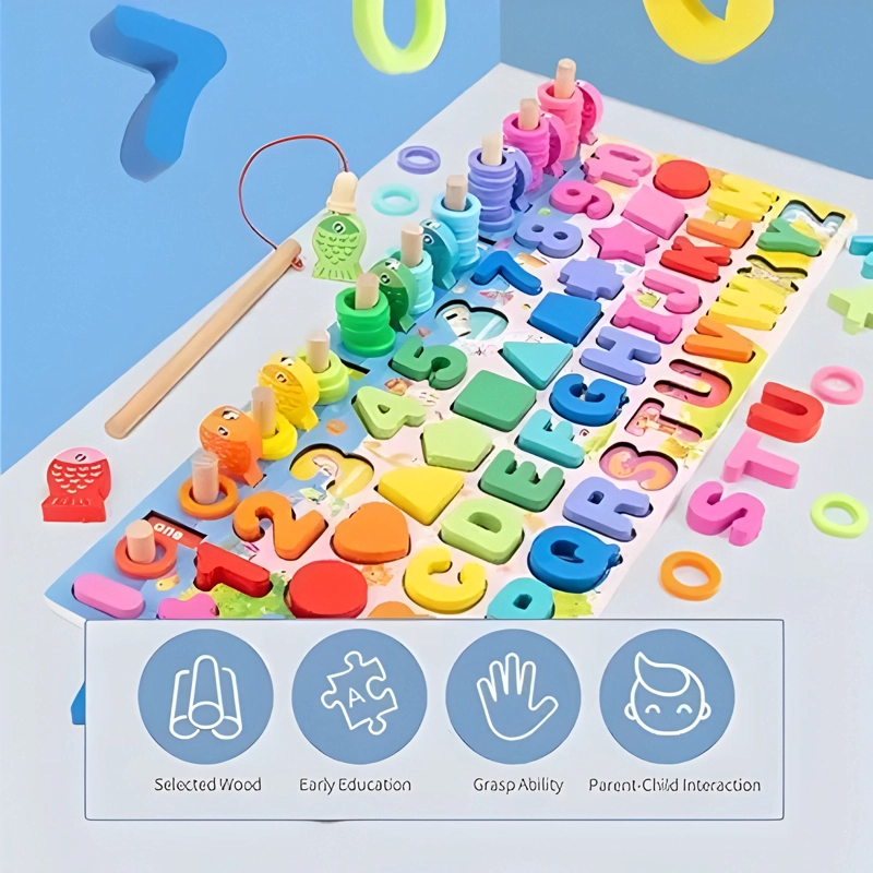TABLERO DE MADERA PESCA MAGNE TICA PARA NIÑOS MONTESSORI - 3