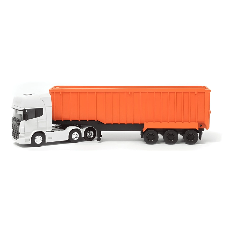 CAMION SCANIA CON BATEA ESCALA 1:64 NARANJO - 3