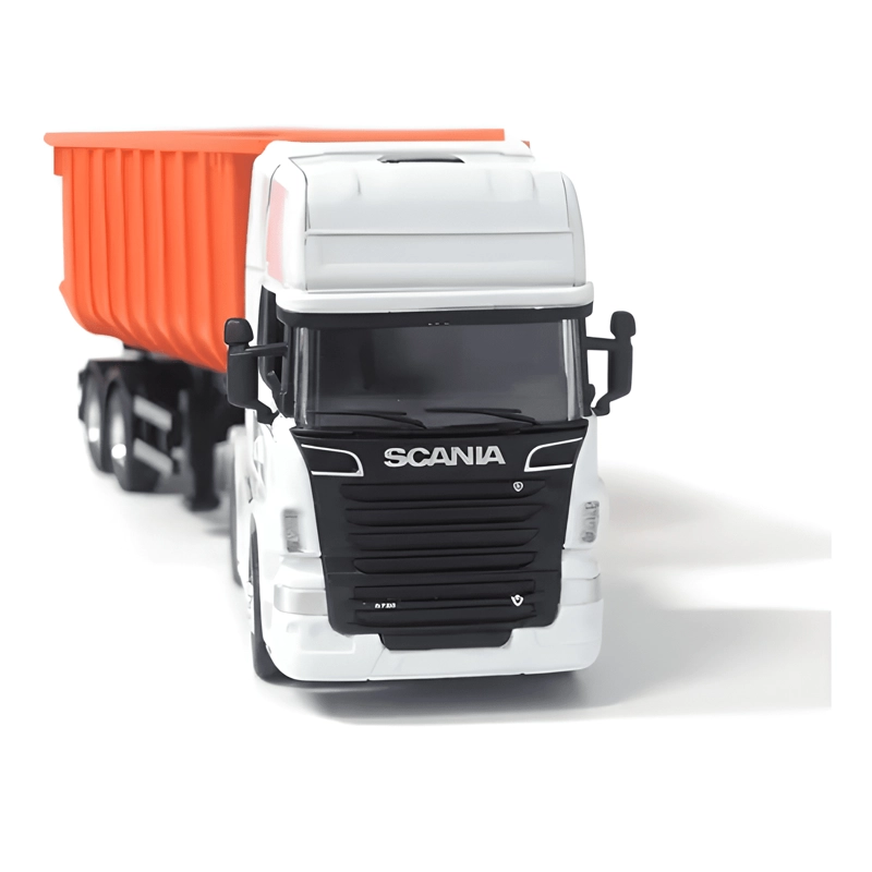 CAMION SCANIA CON BATEA ESCALA 1:64 NARANJO - 4