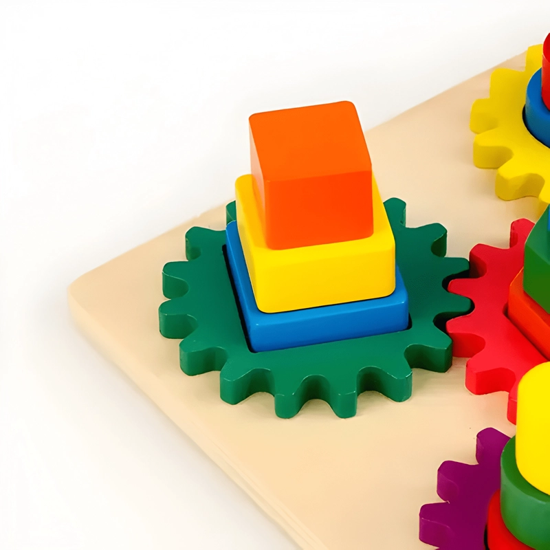 JUEGO DE ENGRANAJE Y ENCAJE MONTESSORI DE MADERA PARA NIÑOS - 1