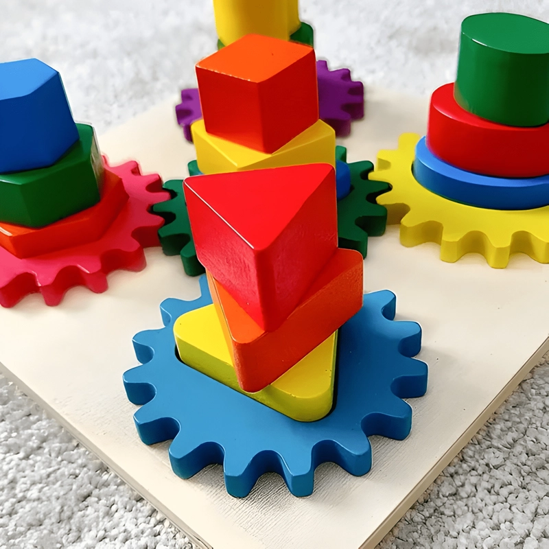 JUEGO DE ENGRANAJE Y ENCAJE MONTESSORI DE MADERA PARA NIÑOS - 2