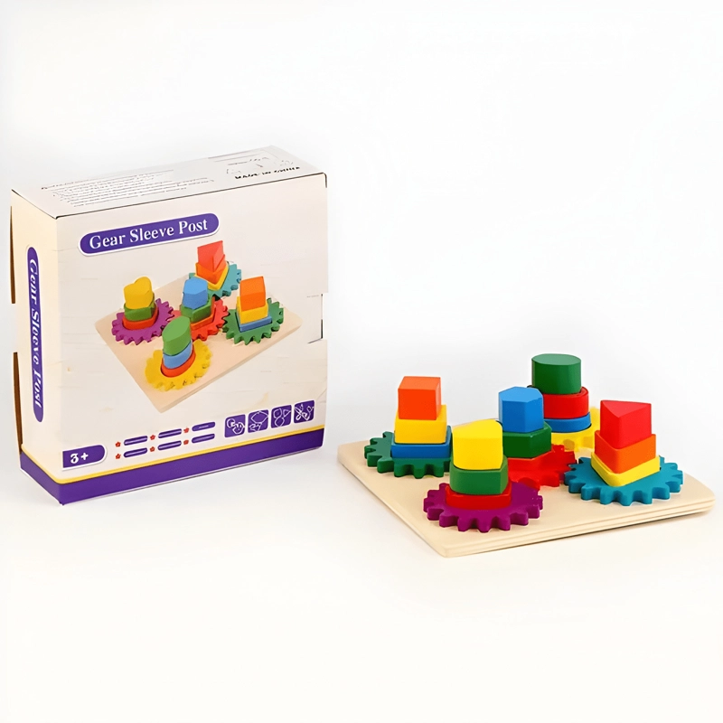JUEGO DE ENGRANAJE Y ENCAJE MONTESSORI DE MADERA PARA NIÑOS - 3